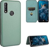 Voor Oukitel C17 / C17 Pro Koolstofvezel Textuur Magnetische Horizontale Flip TPU + PC + PU lederen tas met kaartsleuf (groen)