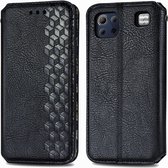 Voor LG K92 5G Cubic Grid Pressed Horizontal Flip Magnetic PU Leather Case met houder & kaartsleuven & portemonnee (zwart)