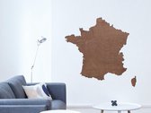 HOUTEN WANDDECORATIE / WOODEN WALL DECORATION - MUURDECORATIE / WALL ART - LANDKAART FRANKRIJK / COUNTRY MAP FRANCE - 77 x 76cm - DONKER HOUT / DARK WOOD - WANDFIGUUR FRANCE - TREN