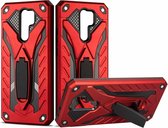 Voor Xiaomi Redmi 9 2 in 1 Armor Knight Series PC + TPU beschermhoes met onzichtbare houder (rood)