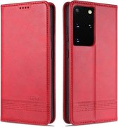 Voor Samsung Galaxy S21 Ultra 5G AZNS Magnetische Kalf Textuur Horizontale Flip Leren Case met Kaartsleuven & Houder & Portemonnee (Rood)