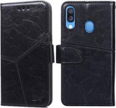 Voor Samsung Galaxy A40 Geometrische stiksels Horizontale flip TPU + PU lederen tas met houder & kaartsleuven en portemonnee (zwart)