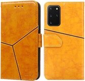 Voor Samsung Galaxy S20 + geometrische stiksels Horizontale flip TPU + PU lederen tas met houder & kaartsleuven en portemonnee (geel)