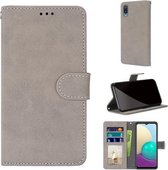 Voor Samsung Galaxy A02 / M02 Retro Frosted Horizontale Flip PU lederen tas met houder & kaartsleuven & portemonnee & fotolijst (grijs)