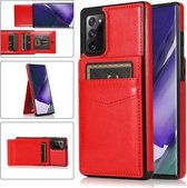 Voor Samsung Galaxy Note20 Ultra effen kleur PC + TPU beschermhoes met houder en kaartsleuven (rood)