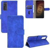 Voor ZTE Axon 20 5G / A20 5G Effen Kleur Huidgevoel Magnetische Gesp Horizontale Flip Kalf Textuur PU Lederen Case met Houder & Kaartsleuven & Portemonnee (Blauw)