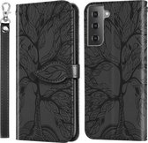 Voor Samsung Galaxy S21 + 5G Life of Tree Embossing Pattern Horizontale flip lederen tas met houder & kaartsleuf & portemonnee & fotolijst & lanyard (zwart)