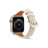 Echt lederen horlogeband voor Apple Watch Series 6 & SE & 5 & 4 44 mm / 3 & 2 & 1 42 mm (roomwit)