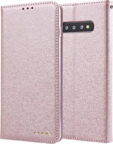 Voor Galaxy S10 + CMai2 Zijde Textuur Horizontaal Flip Leren Case met Houder & Kaartsleuven & Fotolijst & Portemonnee (Rose Goud)