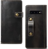 Voor Galaxy S10 Denior Oil Wax koeienhuid DK magnetische knop Horizontale flip lederen tas met houder en kaartsleuven en portemonnee (zwart)