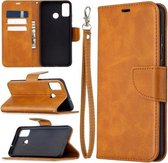 Voor Huawei Honor 9X Lite Retro Lambskin Texture Pure Color Horizontale Flip PU Leather Case met Houder & Kaartsleuven & Portemonnee & Lanyard (Geel)