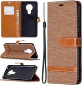 Voor Nokia 5.3 Denim Texture Horizontale Flip Leren Case met Houder & Kaartsleuven & Portemonnee & Lanyard (Bruin)