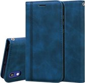 Voor Huawei Y5 (2019) / Honor 8S Frosted Business Magnetische Horizontale Flip PU lederen hoes met houder & kaartsleuf & lanyard (blauw)