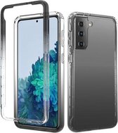 Voor Samsung Galaxy S21 + 5G Schokbestendig Hoge transparantie Tweekleurige geleidelijke verandering PC + TPU Snoepkleuren Beschermhoes (zwart)