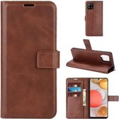 Voor Samsung Galaxy A42 5G Retro Kalfspatroon Gesp Horizontale Flip Leren Case met Houder & Kaartsleuven & Portemonnee (Donkerbruin)