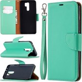 Voor xiaomi redmi 9 litchi textuur pure kleur horizontale flip pu lederen case met houder & kaartsleuven & portemonnee & lanyard (groen)