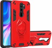 Voor Xiaomi Redmi Note 8 Pro 2 in 1 Armor Knight Series PC + TPU beschermhoes met onzichtbare houder (rood)