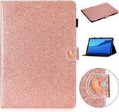 Voor Huawei MediaPad M5 Lite 10.1 Glitter Poeder Liefde Gesp Horizontale Flip Leren Case met Houder & Kaartsleuven (Rose Goud)