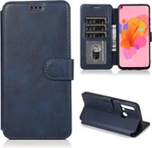 Voor Huawei P20 Lite 2019 Kalf Textuur Magnetische Gesp Horizontale Flip Leren Case met Houder & Kaartsleuven & Portemonnee & Fotolijst (Blauw)