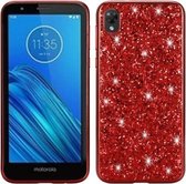 Plating Glittery Powder Shockproof TPU Case voor Motorola Moto E6 (rood)