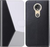 Voor Motorola Moto G7 Power Tricolor Stitching Horizontal Flip TPU + PU Leather Case met houder & kaartsleuven & portemonnee (zwart)