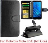 Voor Motorola Moto E6 Crazy Horse Texture Horizontale Flip Leren Case met Houder & Kaartsleuven & Portemonnee & Fotolijst (zwart)