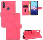 Voor Motorola Moto E (2020) Effen kleur Skin Feel Magnetische gesp Horizontale flip-kalftextuur PU lederen tas met houder & kaartsleuven & portemonnee (Rose Red)