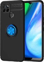 Voor OPPO Realme V3 metalen ringhouder 360 graden roterende TPU-hoes (zwart + blauw)