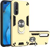 Voor OPPO Reno3 Pro (India) 2 in 1 Armor Series PC + TPU beschermhoes met ringhouder (goud)