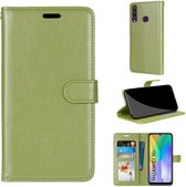 Voor Huawei Y6p Pure Color Horizontale Flip PU lederen tas met houder & kaartsleuven & portemonnee & fotolijst (groen)