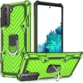 Voor Samsung Galaxy S21 5G Cool Armor PC + TPU schokbestendig hoesje met 360 graden rotatie ringhouder (groen)