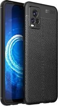 Voor Vivo V20 Litchi Texture TPU schokbestendig hoesje (zwart)