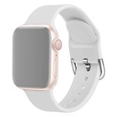 Voor Apple Watch Series 5 & 4 40mm / 3 & 2 & 1 38mm effen kleur siliconen vervangende polsband horlogeband met metalen gesp, maat: S (wit)