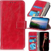 Voor Geschikt voor Xiaomi redmi 9c retro gekke paard textuur horizontale flip lederen case met houder & kaartsleuven & fotolijst & portemonnee (rood)