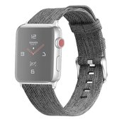 Voor Apple Watch Series 5 & 4 40 mm / 3 & 2 & 1 38 mm D-stijl canvas polsband (zwart grijs)