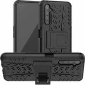 Voor OPPO Realme 6 Pro Tire Texture Shockproof TPU + PC beschermhoes met houder (zwart)