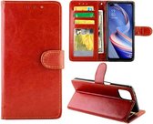 Voor OPPO A92s Crazy Horse Texture Leather Horizontale Flip Beschermhoes met houder & kaartsleuven & portemonnee & fotolijst (bruin)