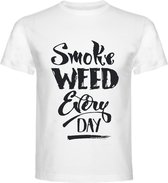T-Shirt - Casual T-Shirt - Fun T-Shirt - Fun Tekst - Lifestyle T-Shirt - Mood - Wiet - Smoke Weed Severy Day - Wit - L