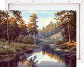 Rivier door bos - Schilderen op nummer - Met frame - 40x50 cm