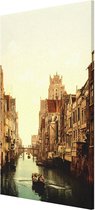 Oud Stadsgezicht Dordrecht - Voorstraathaven en Grote Kerk - Oude Foto Print op Canvas Doek - 60x90 cm
