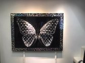 Ultra Exclusive silver butterfly  Epoxy/resin Gloss art met glitters en steentjes 12mm 90x60, gouden vlinder