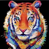 Happy Painter Diamond Painting volwassenen dieren - Kleurrijk tijgerportret - 30x30cm volledig pakket vierkante steentjes