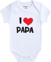 Baby Rompertje I love Papa - Wit - Maat 4-6 maanden - Voor Papa - Vaderdag  - Babygeschenk - Baby kado - Romper - Babyshower