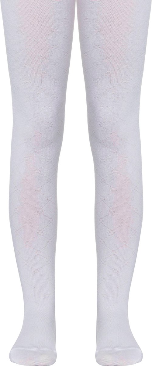 Witte Kinderenmaillot effen (ruit), logo patroon, maat 150/152 (6-11 jaar).