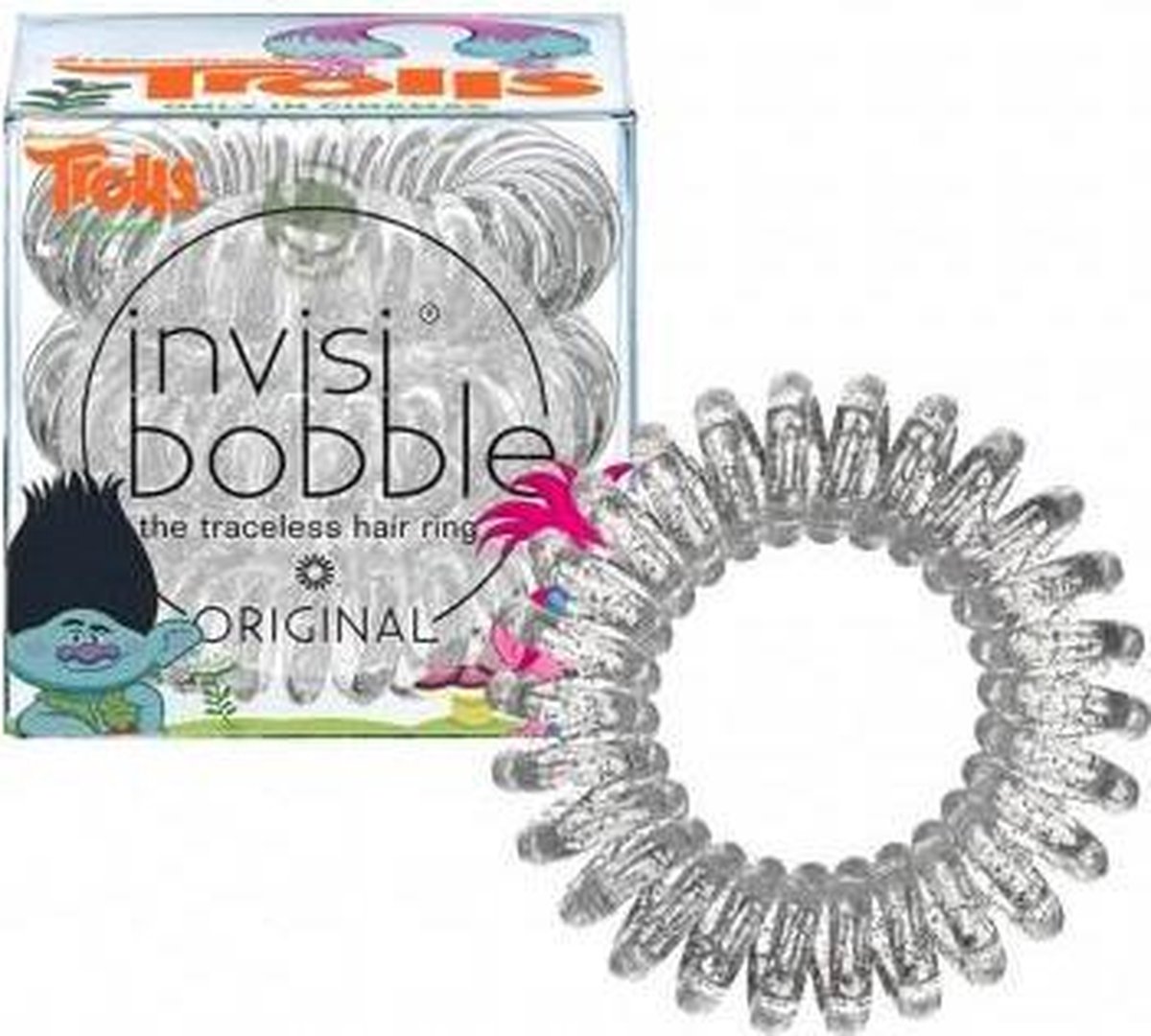 Invisibobble Original Trolls Sparkeling Clear - 3 stuks - haarelastiekjes