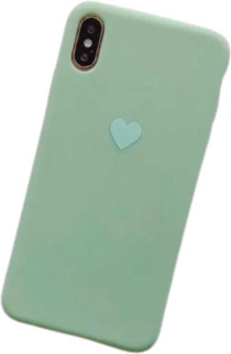 iPhone 6/6s Plus Hoesje Groen Siliconen - Soft case - Met Hartje
