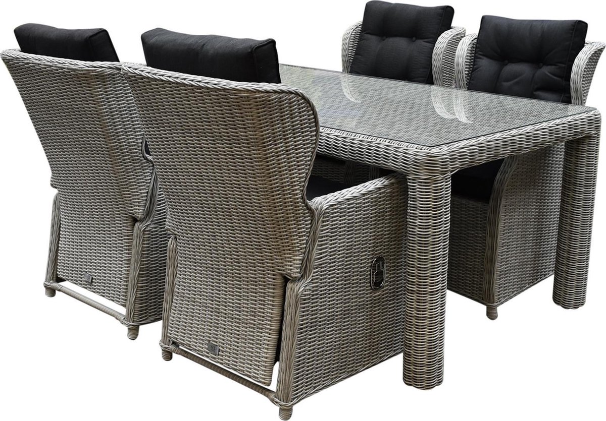 Ibiza Bergamo dining tuinset 180x100xH77 cm 5 delig wit verstelbaar
