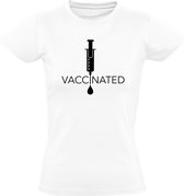 Vaccinated dames t-shirt | gevacinneerd |vaccin | corona| covid-19 |  virus | viruswaanzin | Wit