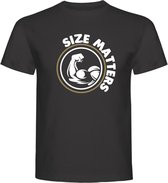 Fitness T-Shirt - Gym T-shirt - Work Out T-shirt - Sport T-Shirt - Regular Fit T-Shirt - Fun - Fun Tekst -  Sporten - Size Matters  - D.Charcoal - Maat XXL