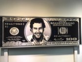Exclusive Pablo Escobar Dollar Epoxy/resin Gloss art met glitters en steentjes 12mm 125x50